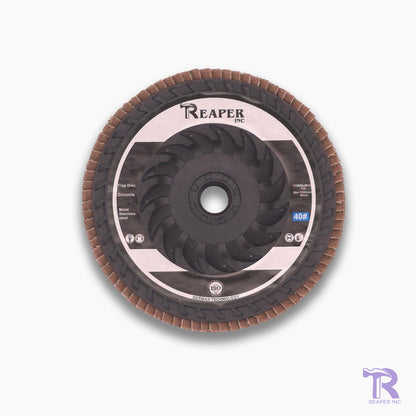 Flap disc with 'Reaper' branding on a white background